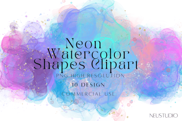 Download Neon Watercolor Abstract Shapes Png - Abstract shapes Collection