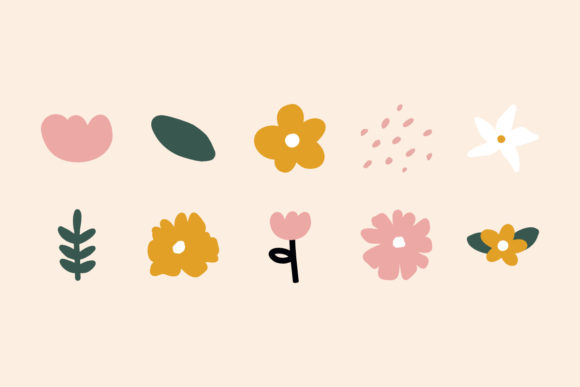 Download Simple Abstract Shapes &amp; Doodle Flowers - Abstract shapes Collection