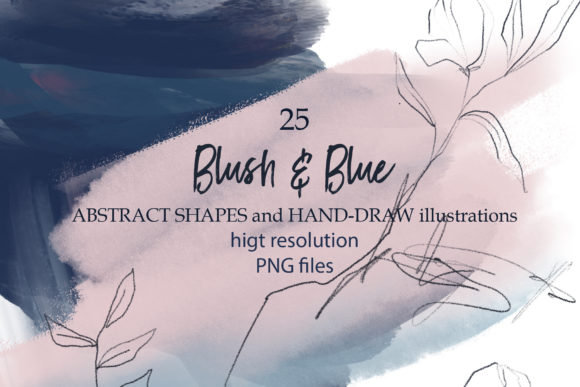 Download Blush &amp;blue Abstract Shapes and Plants - Abstract shapes Collection