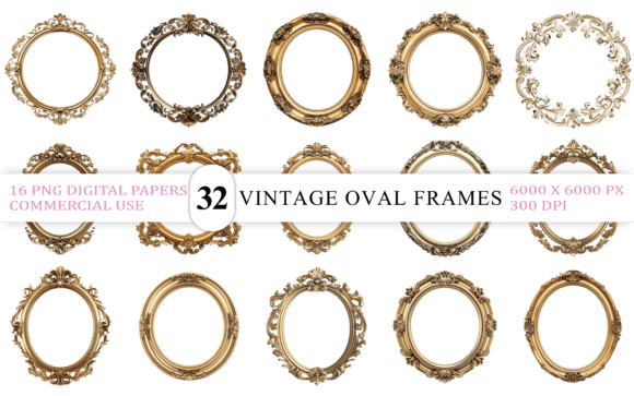 Download Elegant Vintage Oval Frames Bundle - Oval Collection