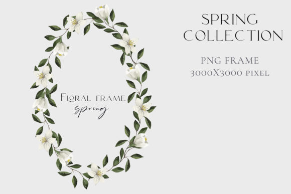 Download Watercolor Oval Wreath of White Flowers - Oval Collection